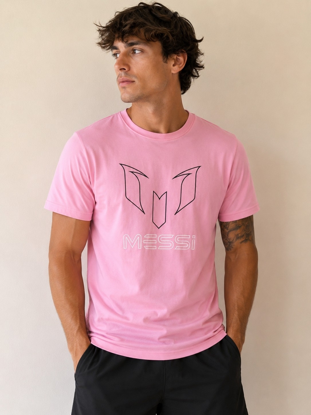 Messi Men's Short-Sleeve Logo Tee in Pink